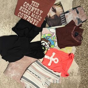 T-Shirts range from S to L. I wore the larges as cute oversized t-shirts.